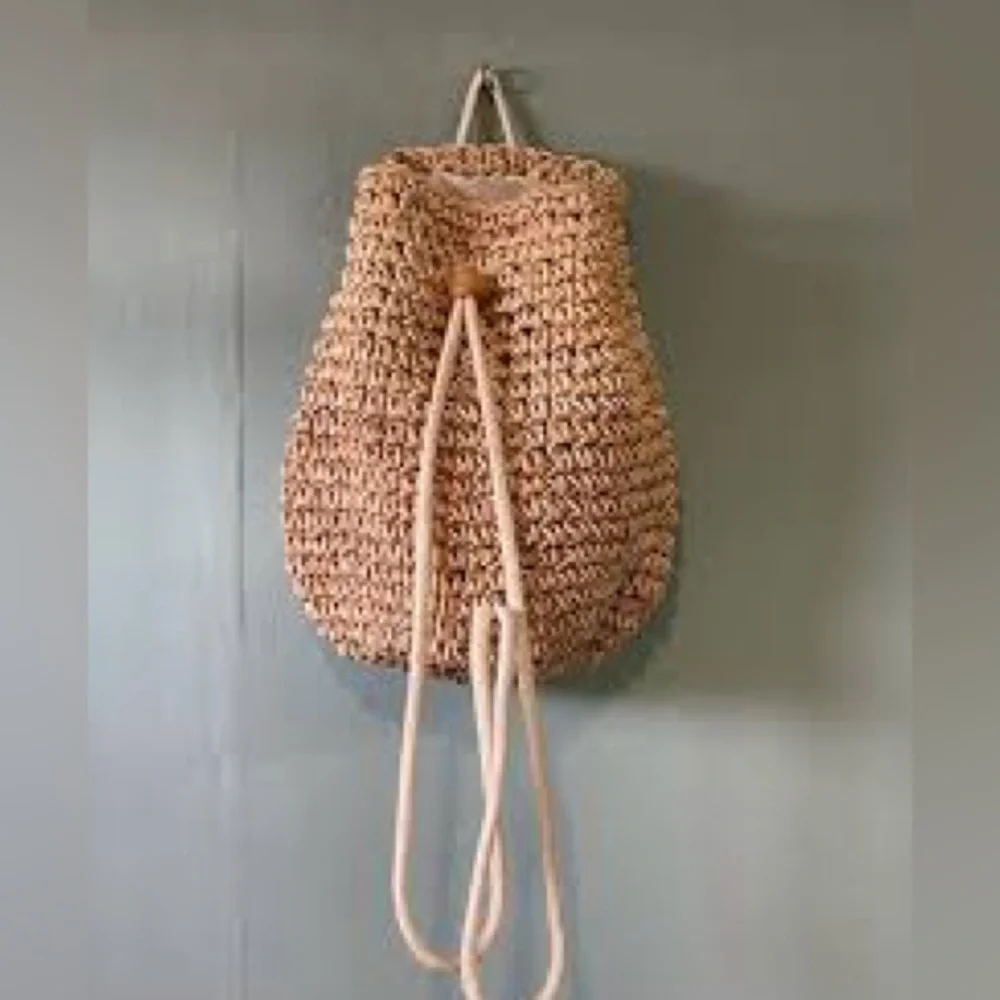 Backpack Beach Straw Woven Weekend Getaways Tan Bag - Picture 13 of 13